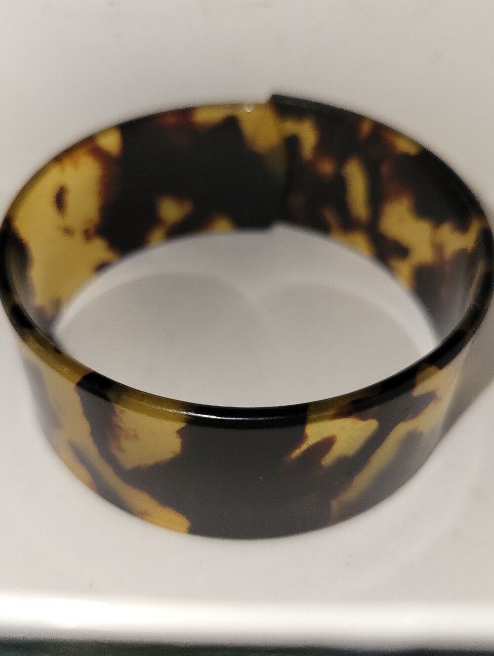 Faux Tortoiseshell Resin Bangle Bracelet - Brown Pattern